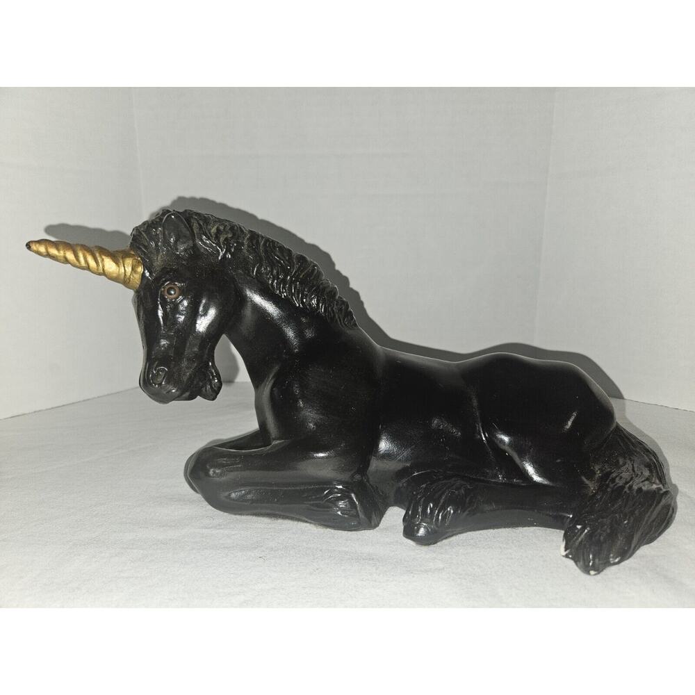 Vintage Universal Statuary 995 1990 Black Unicorn 8 x 4 x 6"